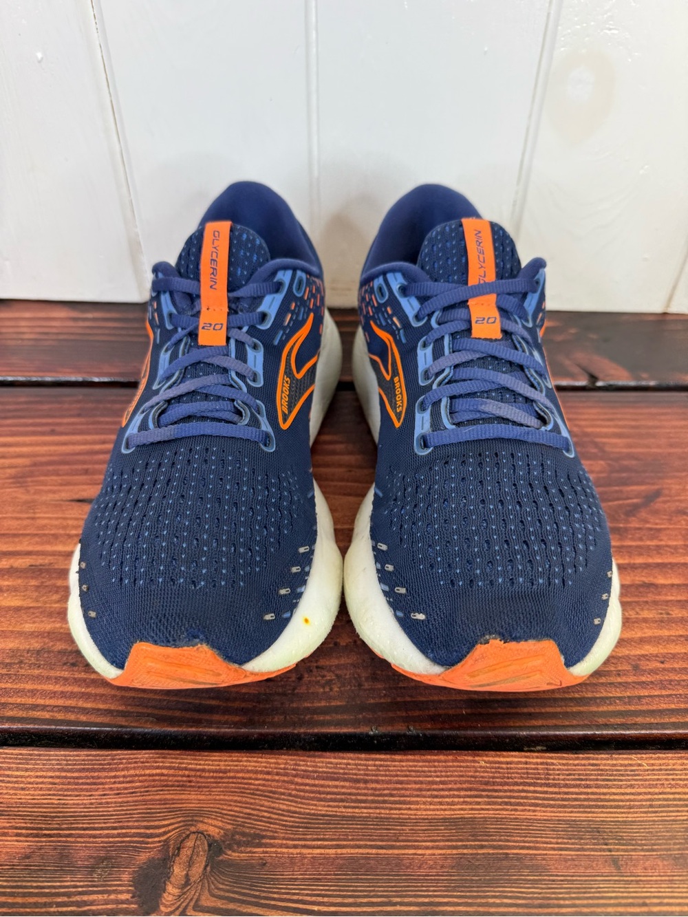 Brooks Glycerin 20 Running Shoes Navy Orange Mesh Sneakers Men’s 10